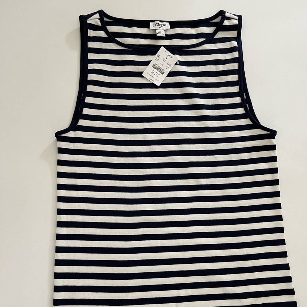 NWT J Crew Navy/White Stripe Tank Size L